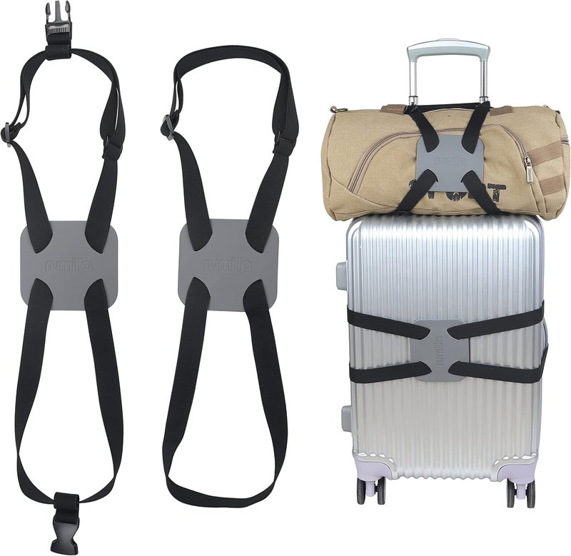 RUMILLA Luggage Bungee Strap，Luggage Straps Bag Bungees for Add a Bag Easy to Travel Suitcase Elastic Strap Belt（2-Pack-Grey） - Image 5